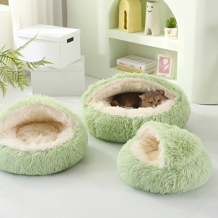 91家纺网 家纺一手货源 找家纺 永光家居 2026新款贝壳宠物窝猫窝狗窝四季通用猫咪用品狗狗用品 绿色 40x40cm