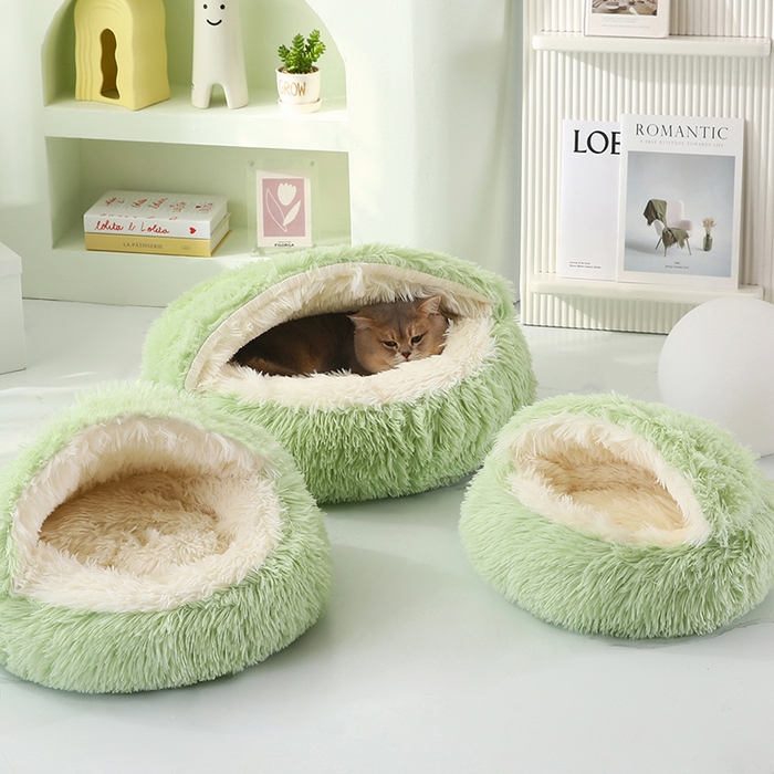 91家纺网 家纺一手货源 找家纺 永光家居 2026新款贝壳宠物窝猫窝狗窝四季通用猫咪用品狗狗用品 绿色 50x50cm