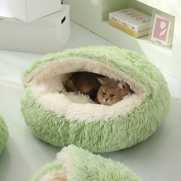 91家纺网 家纺一手货源 找家纺 永光家居 2026新款贝壳宠物窝猫窝狗窝四季通用猫咪用品狗狗用品 绿色 60x60cm