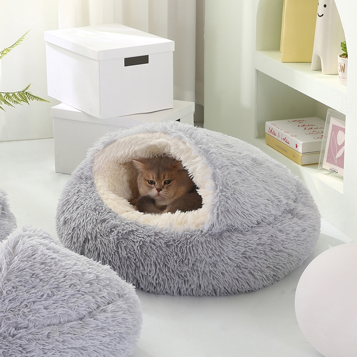 91家纺网 家纺一手货源 找家纺 永光家居 2026新款贝壳宠物窝猫窝狗窝四季通用猫咪用品狗狗用品 灰色 60x60cm