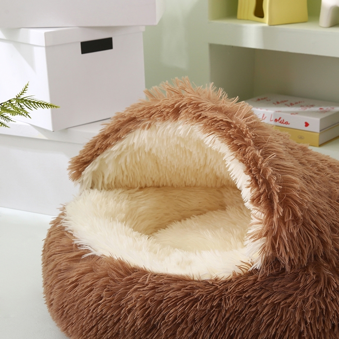 91家纺网 家纺一手货源 找家纺 永光家居 2026新款贝壳宠物窝猫窝狗窝四季通用猫咪用品狗狗用品 咖色 50x50cm