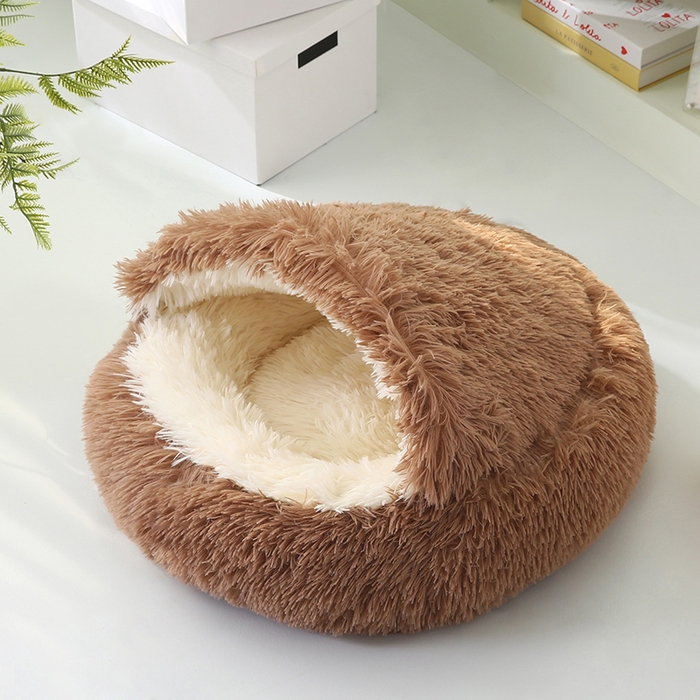 91家纺网 家纺一手货源 找家纺 永光家居 2026新款贝壳宠物窝猫窝狗窝四季通用猫咪用品狗狗用品 咖色 40x40cm