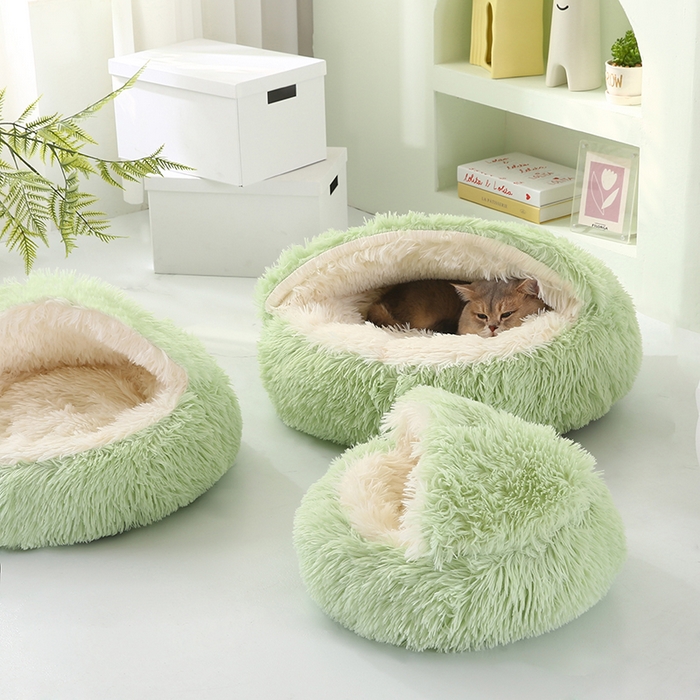 91家纺网 家纺一手货源 找家纺 永光家居 2026新款贝壳宠物窝猫窝狗窝四季通用猫咪用品狗狗用品 绿色 60x60cm