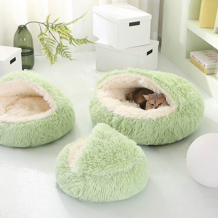 91家纺网 家纺一手货源 找家纺 永光家居 2026新款贝壳宠物窝猫窝狗窝四季通用猫咪用品狗狗用品 绿色 60x60cm