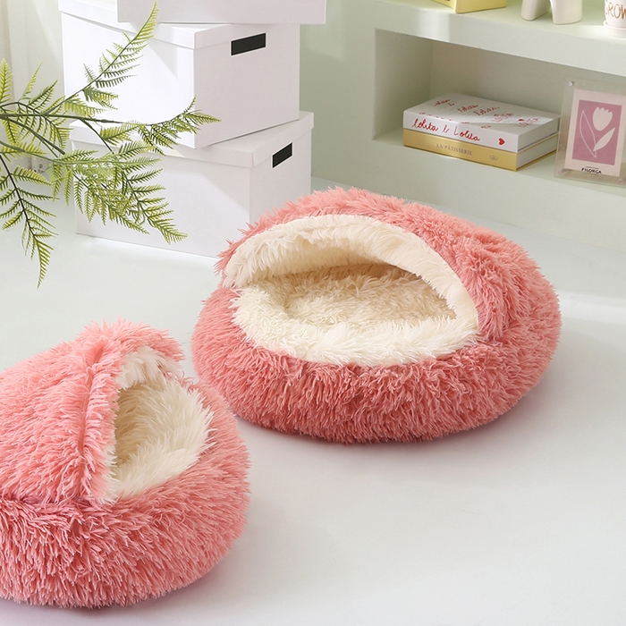 91家纺网 家纺一手货源 找家纺 永光家居 2026新款贝壳宠物窝猫窝狗窝四季通用猫咪用品狗狗用品 粉色 50x50cm