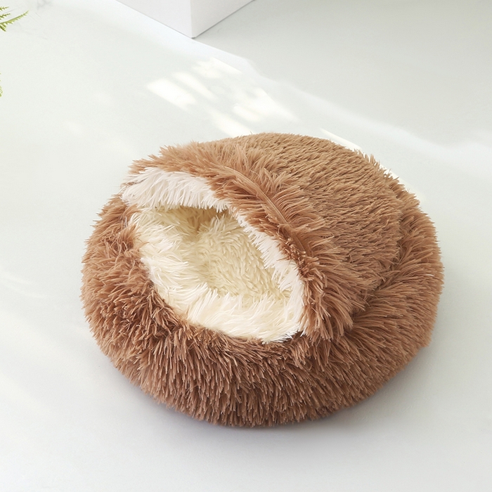 91家纺网 家纺一手货源 找家纺 永光家居 2026新款贝壳宠物窝猫窝狗窝四季通用猫咪用品狗狗用品 咖色 60x60cm