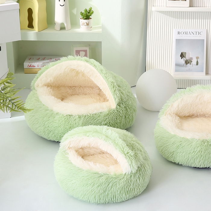 91家纺网 家纺一手货源 找家纺 永光家居 2026新款贝壳宠物窝猫窝狗窝四季通用猫咪用品狗狗用品 绿色 60x60cm