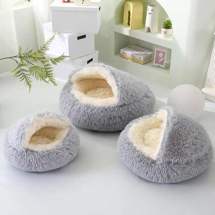 91家纺网 家纺一手货源 找家纺 永光家居 2026新款贝壳宠物窝猫窝狗窝四季通用猫咪用品狗狗用品 灰色 50x50cm