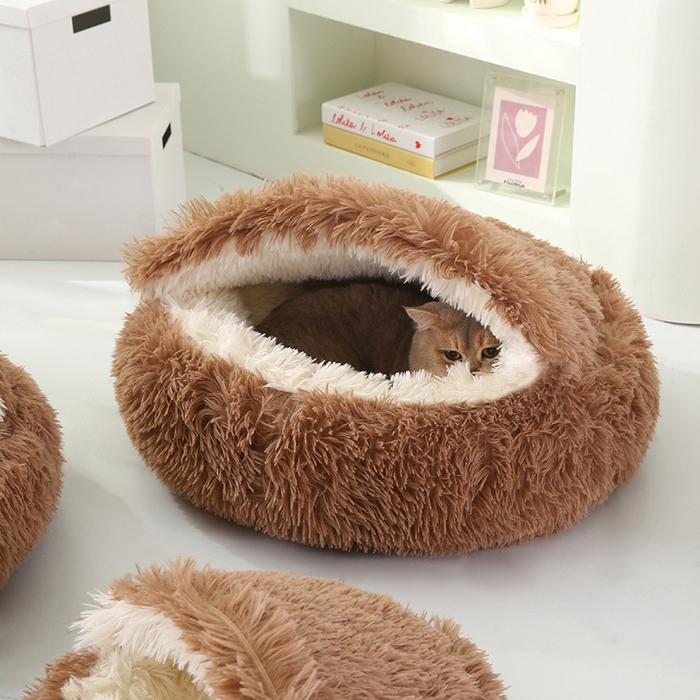 91家纺网 家纺一手货源 找家纺 永光家居 2026新款贝壳宠物窝猫窝狗窝四季通用猫咪用品狗狗用品 咖色 50x50cm