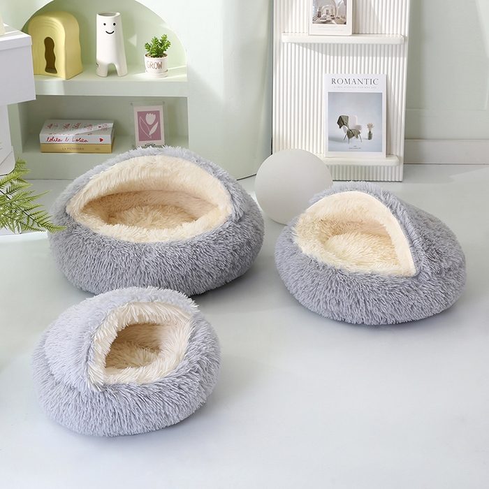 91家纺网 家纺一手货源 找家纺 永光家居 2026新款贝壳宠物窝猫窝狗窝四季通用猫咪用品狗狗用品 灰色 50x50cm