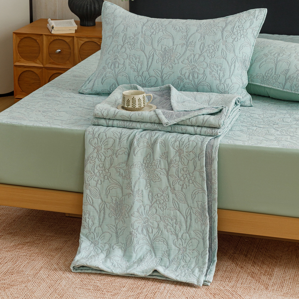 91家纺网 家纺一手货源 找家纺 （总）悦然毛巾被 2026新款全棉三层纱加厚夏被四件套毛巾床笠盖毯毛毯枕套夏凉被空调被