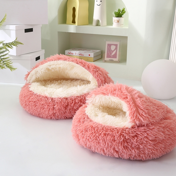 91家纺网 家纺一手货源 找家纺 永光家居 2026新款贝壳宠物窝猫窝狗窝四季通用猫咪用品狗狗用品 粉色 50x50cm