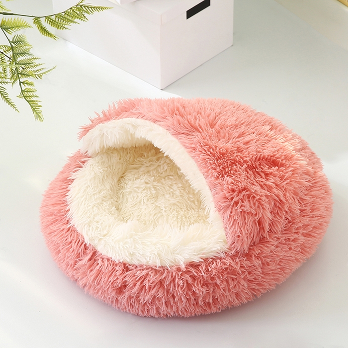 91家纺网 家纺一手货源 找家纺 永光家居 2026新款贝壳宠物窝猫窝狗窝四季通用猫咪用品狗狗用品 粉色 60x60cm