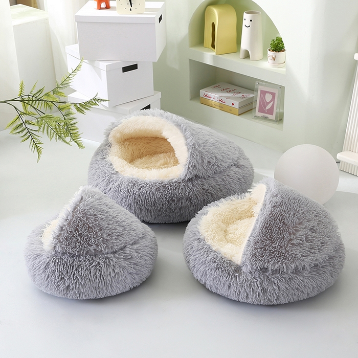 91家纺网 家纺一手货源 找家纺 永光家居 2026新款贝壳宠物窝猫窝狗窝四季通用猫咪用品狗狗用品 灰色 40x40cm