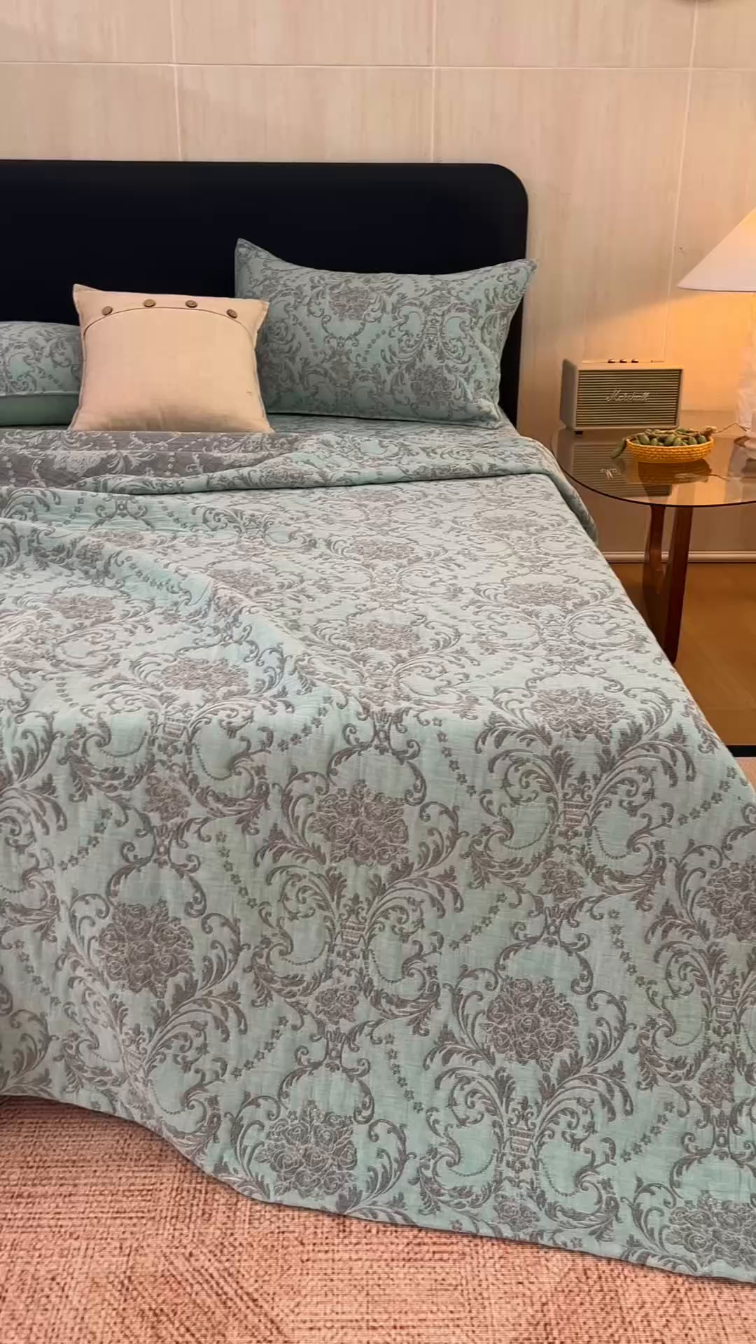 91家纺网 家纺一手货源 找家纺 悦然毛巾被 2026新款全棉三层纱加厚夏被四件套毛巾床笠盖毯毛毯枕套夏凉被空调被 清禾蓝