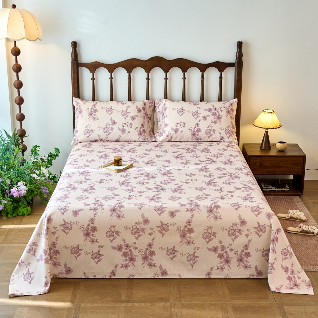 春皖家纺 2026春夏新款棉麻老粗布系列床单空调软席凉席席子 樱落