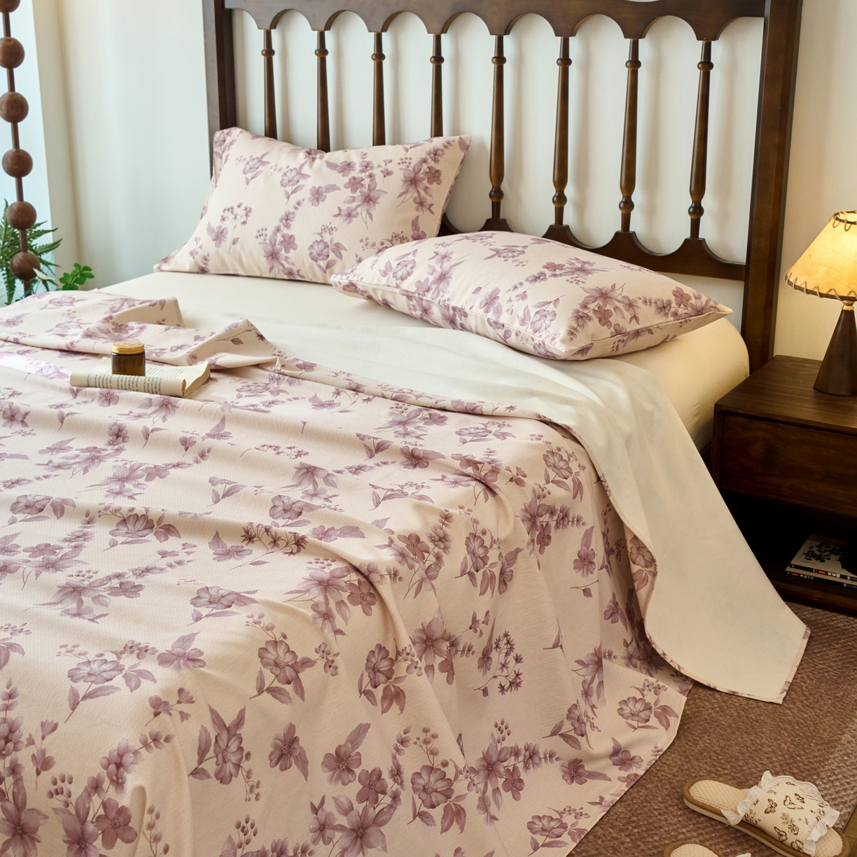 91家纺网 家纺一手货源 找家纺 春皖家纺 2026春夏新款棉麻老粗布系列床单空调软席凉席席子 樱落