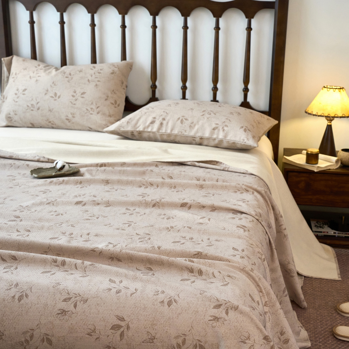 91家纺网 家纺一手货源 找家纺 春皖家纺 2026春夏新款棉麻老粗布系列床单空调软席凉席席子 蝶影