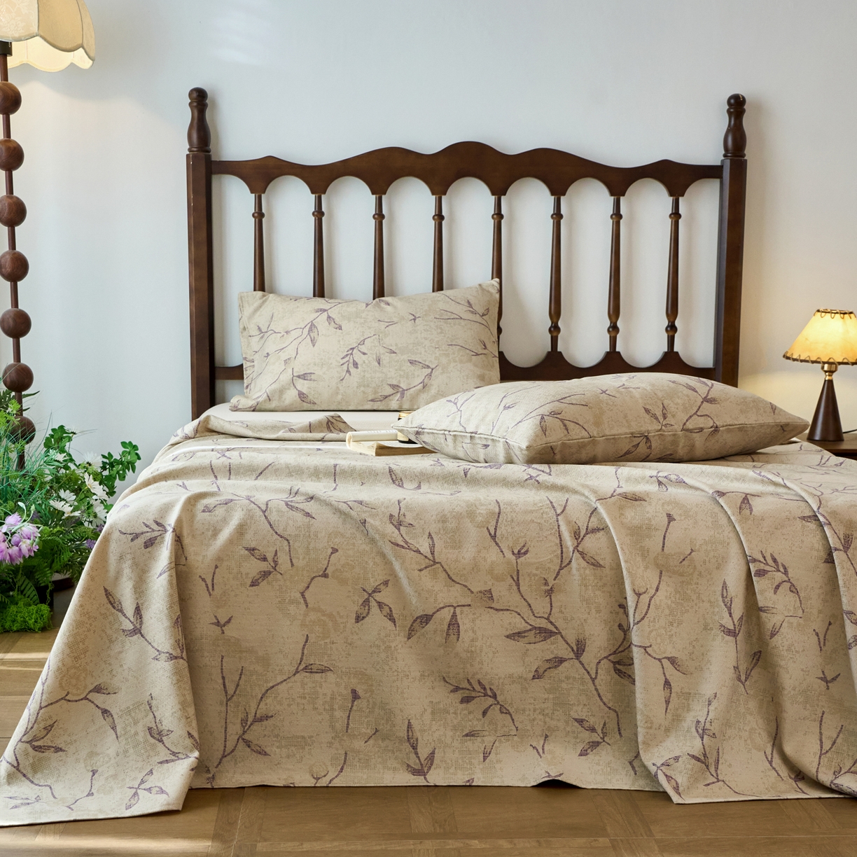 91家纺网 家纺一手货源 找家纺 春皖家纺 2026春夏新款棉麻老粗布系列床单空调软席凉席席子 浅蔓