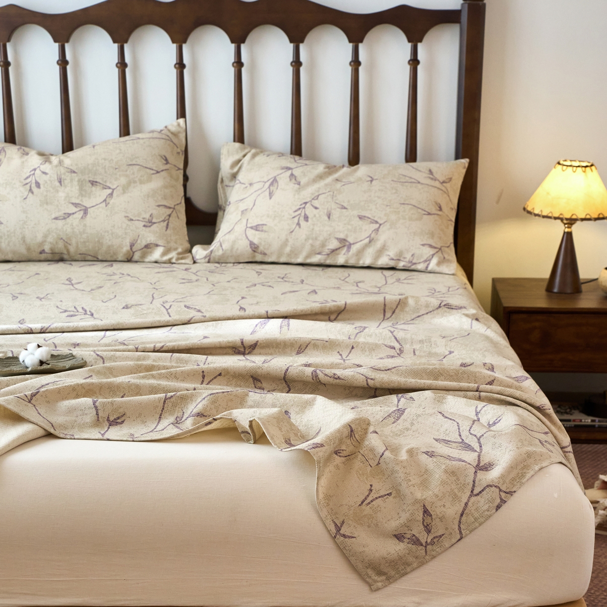 91家纺网 家纺一手货源 找家纺 春皖家纺 2026春夏新款棉麻老粗布系列床单空调软席凉席席子 浅蔓