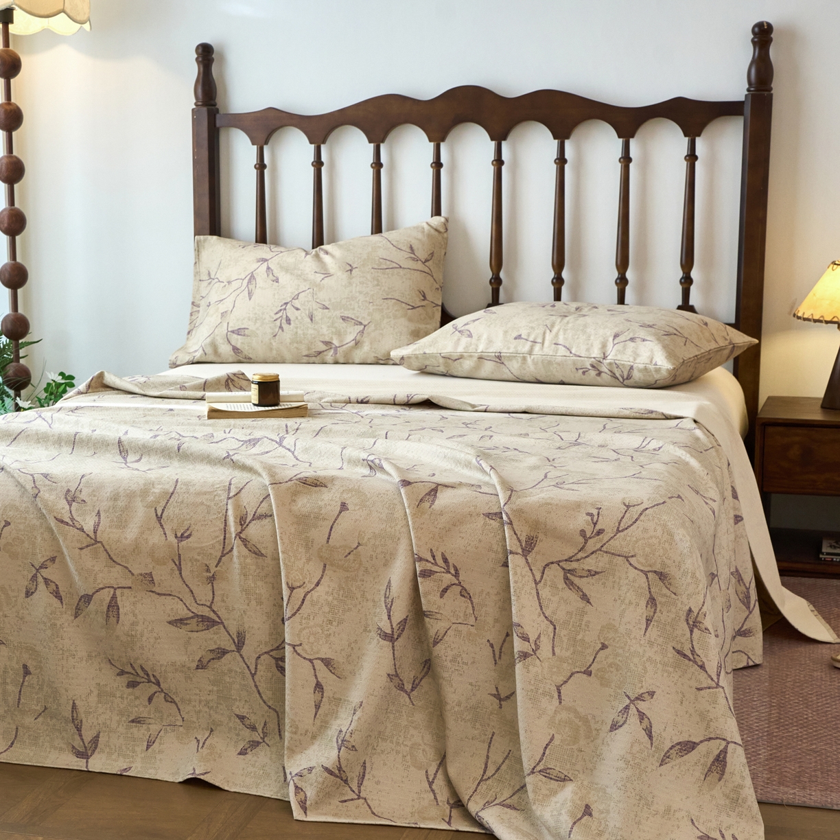 91家纺网 家纺一手货源 找家纺 春皖家纺 2026春夏新款棉麻老粗布系列床单空调软席凉席席子 浅蔓