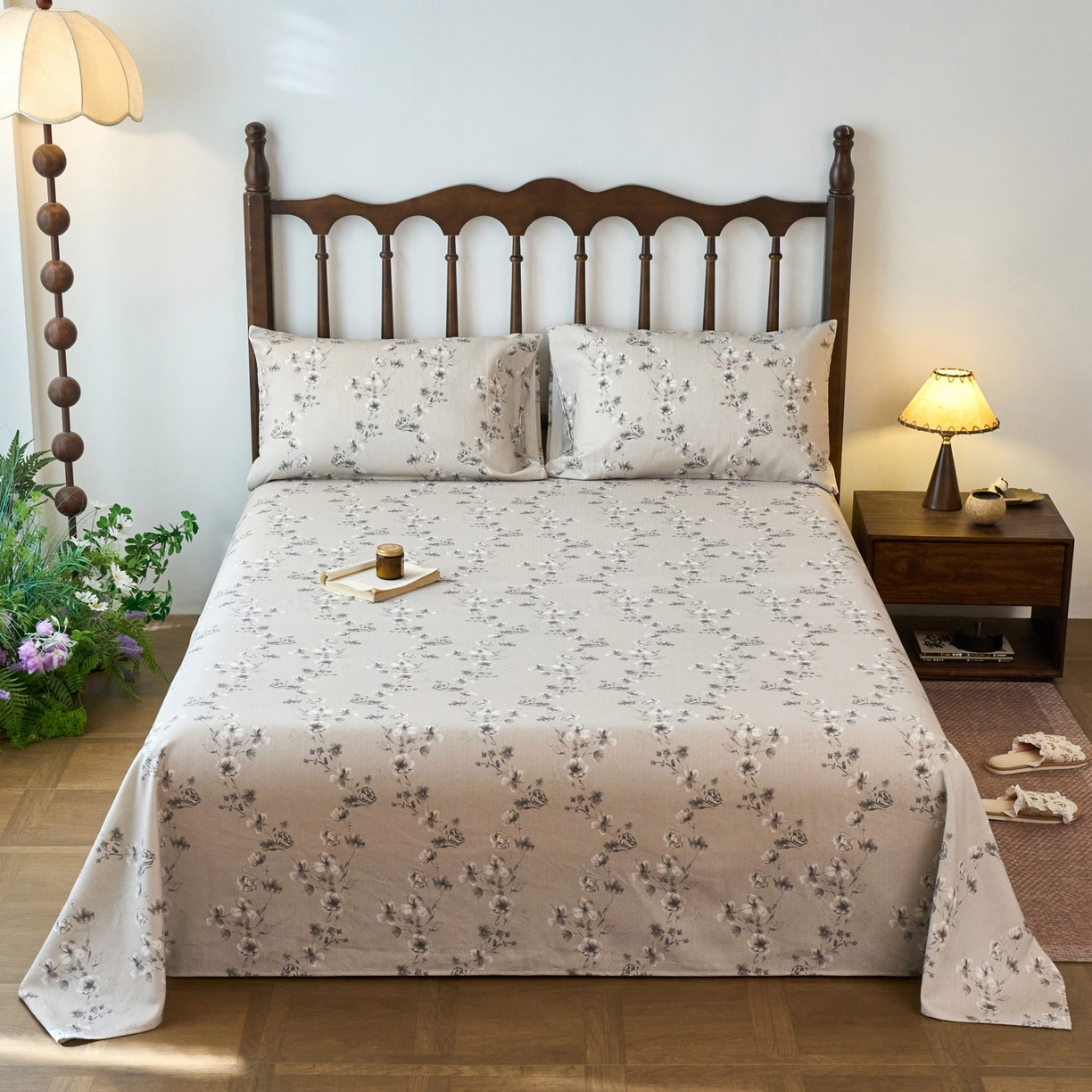 春皖家纺 2026春夏新款棉麻老粗布系列床单空调软席凉席席子 雾花