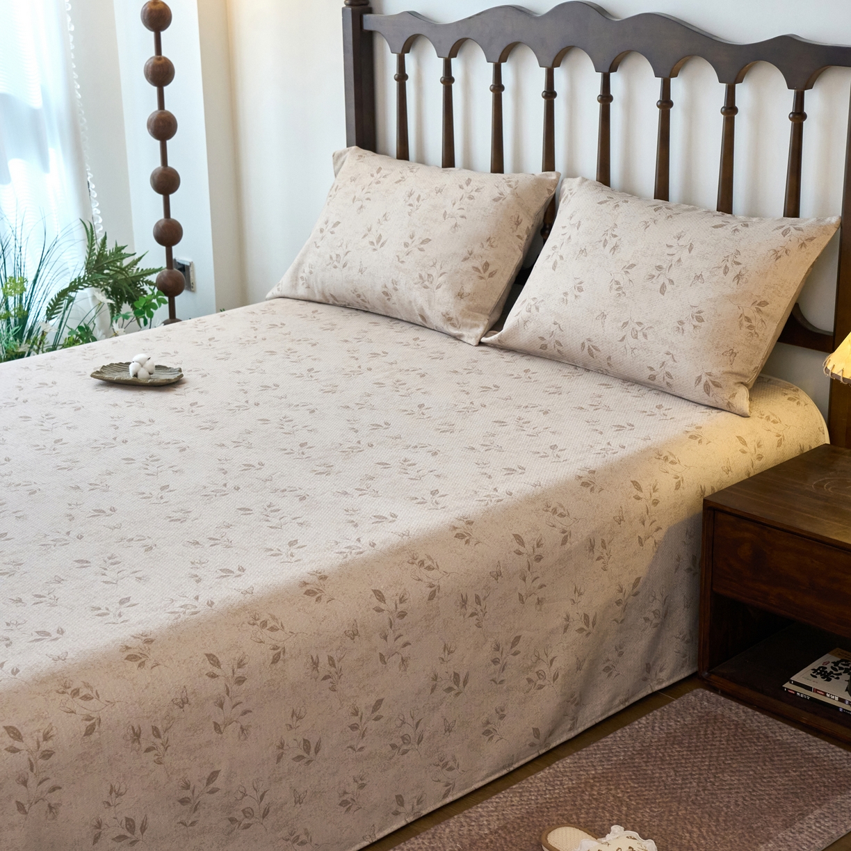 91家纺网 家纺一手货源 找家纺 春皖家纺 2026春夏新款棉麻老粗布系列床单空调软席凉席席子 蝶影