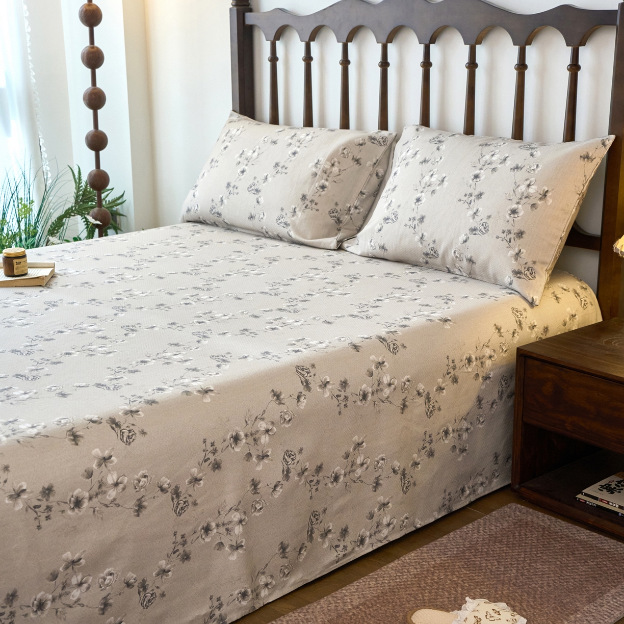 91家纺网 家纺一手货源 找家纺 春皖家纺 2026春夏新款棉麻老粗布系列床单空调软席凉席席子 雾花