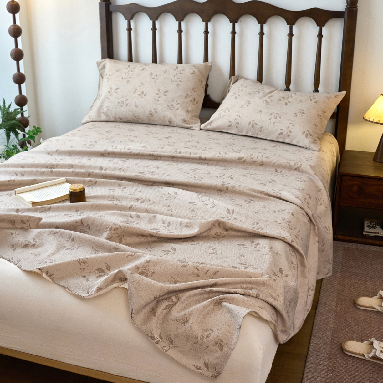 91家纺网 家纺一手货源 找家纺 春皖家纺 2026春夏新款棉麻老粗布系列床单空调软席凉席席子 蝶影