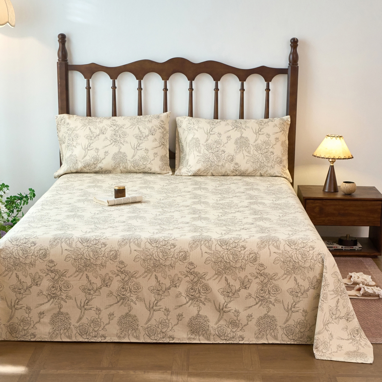 91家纺网 家纺一手货源 找家纺 春皖家纺 2026春夏新款棉麻老粗布系列床单空调软席凉席席子 墨香