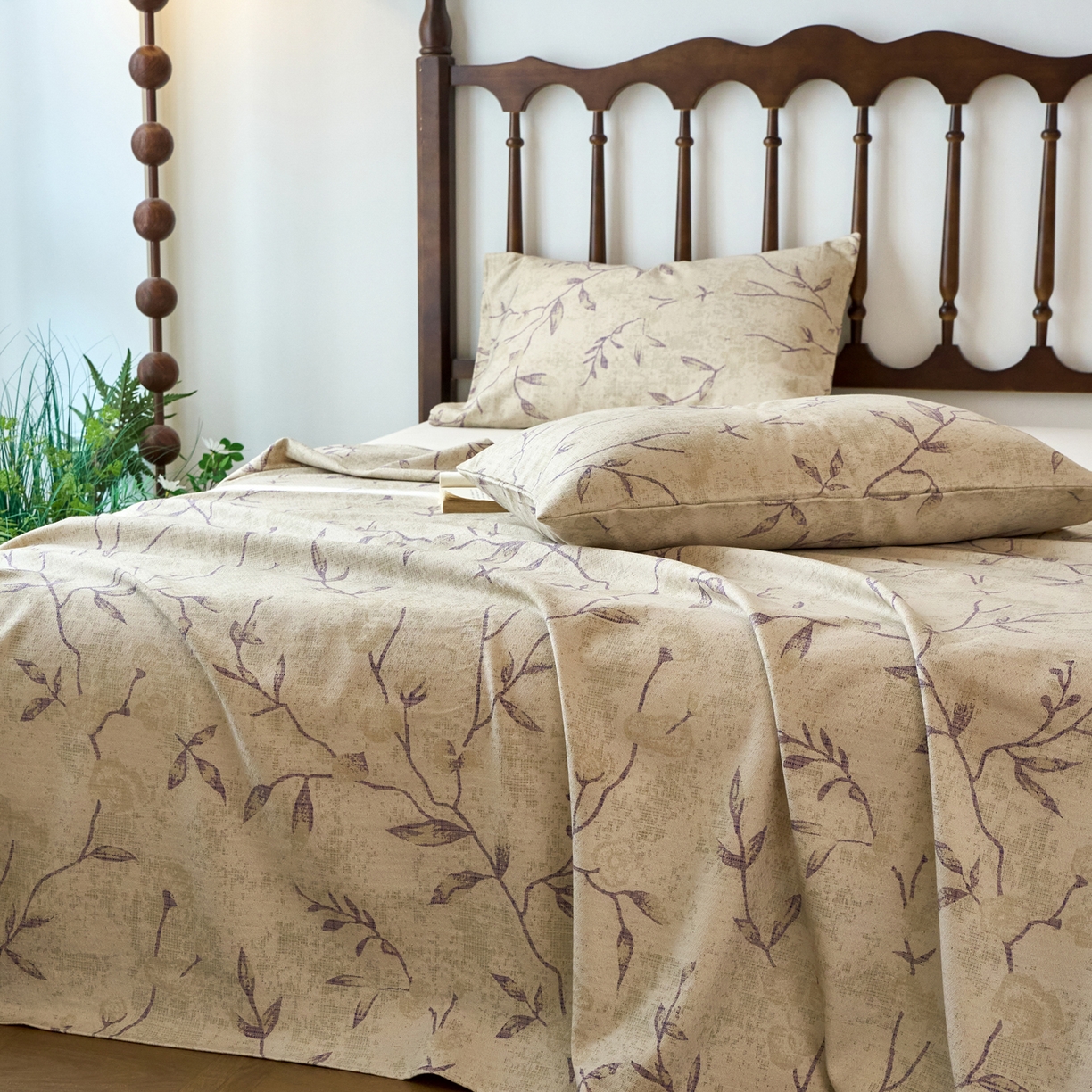 91家纺网 家纺一手货源 找家纺 春皖家纺 2026春夏新款棉麻老粗布系列床单空调软席凉席席子 浅蔓