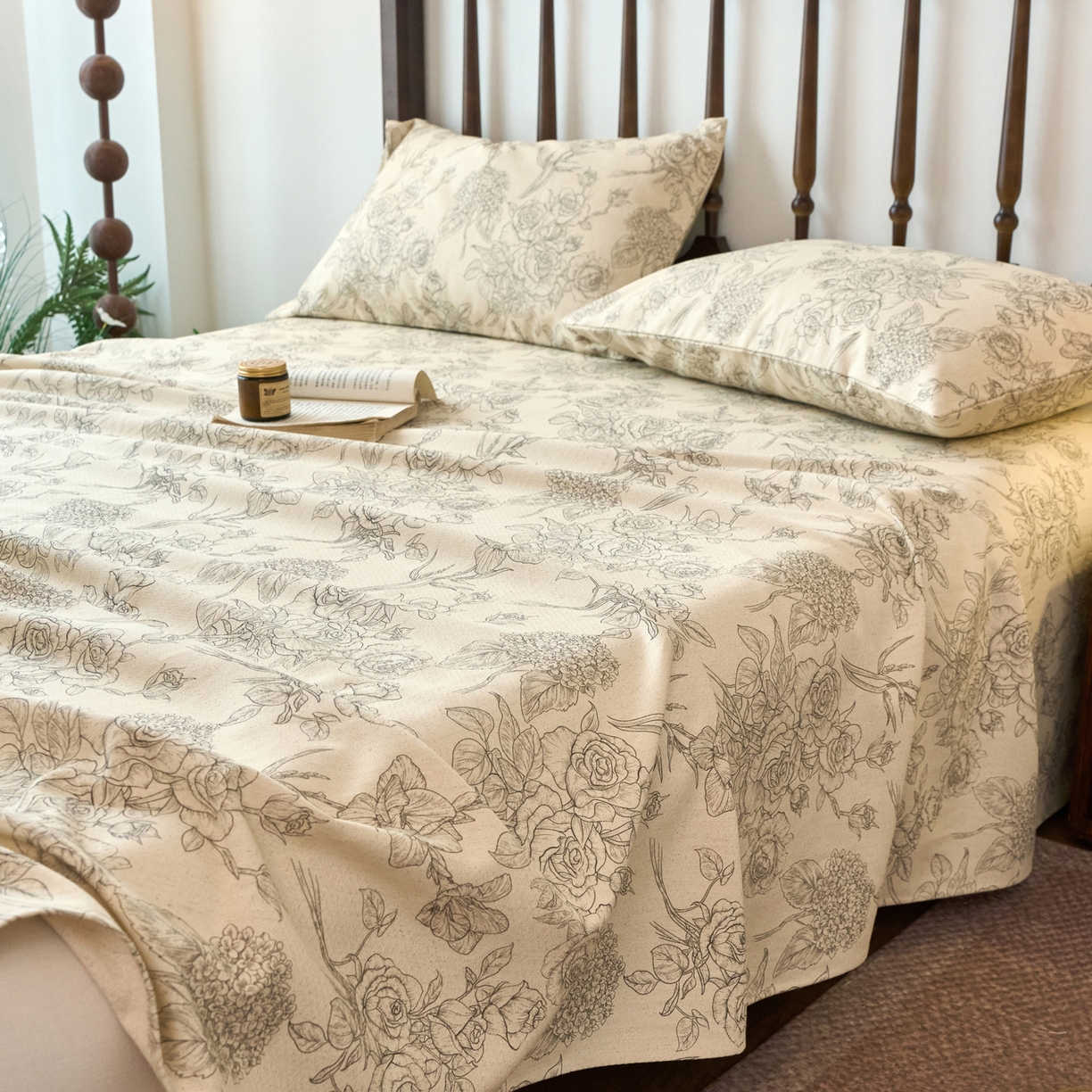 91家纺网 家纺一手货源 找家纺 春皖家纺 2026春夏新款棉麻老粗布系列床单空调软席凉席席子 墨香