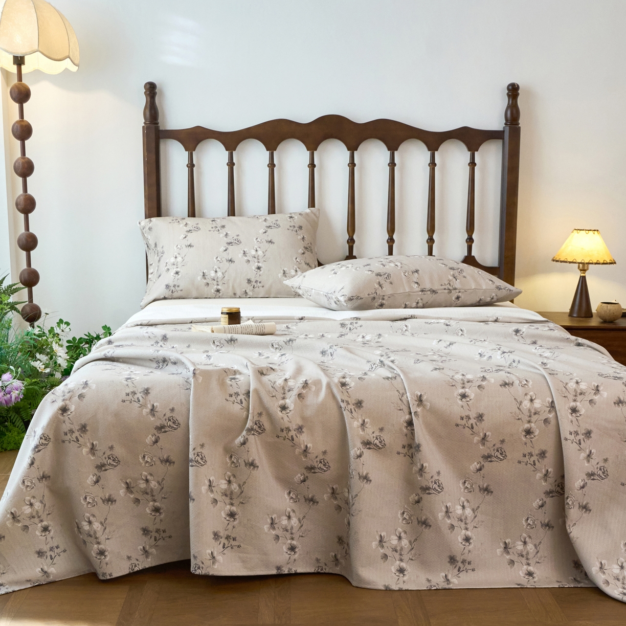 91家纺网 家纺一手货源 找家纺 春皖家纺 2026春夏新款棉麻老粗布系列床单空调软席凉席席子 雾花