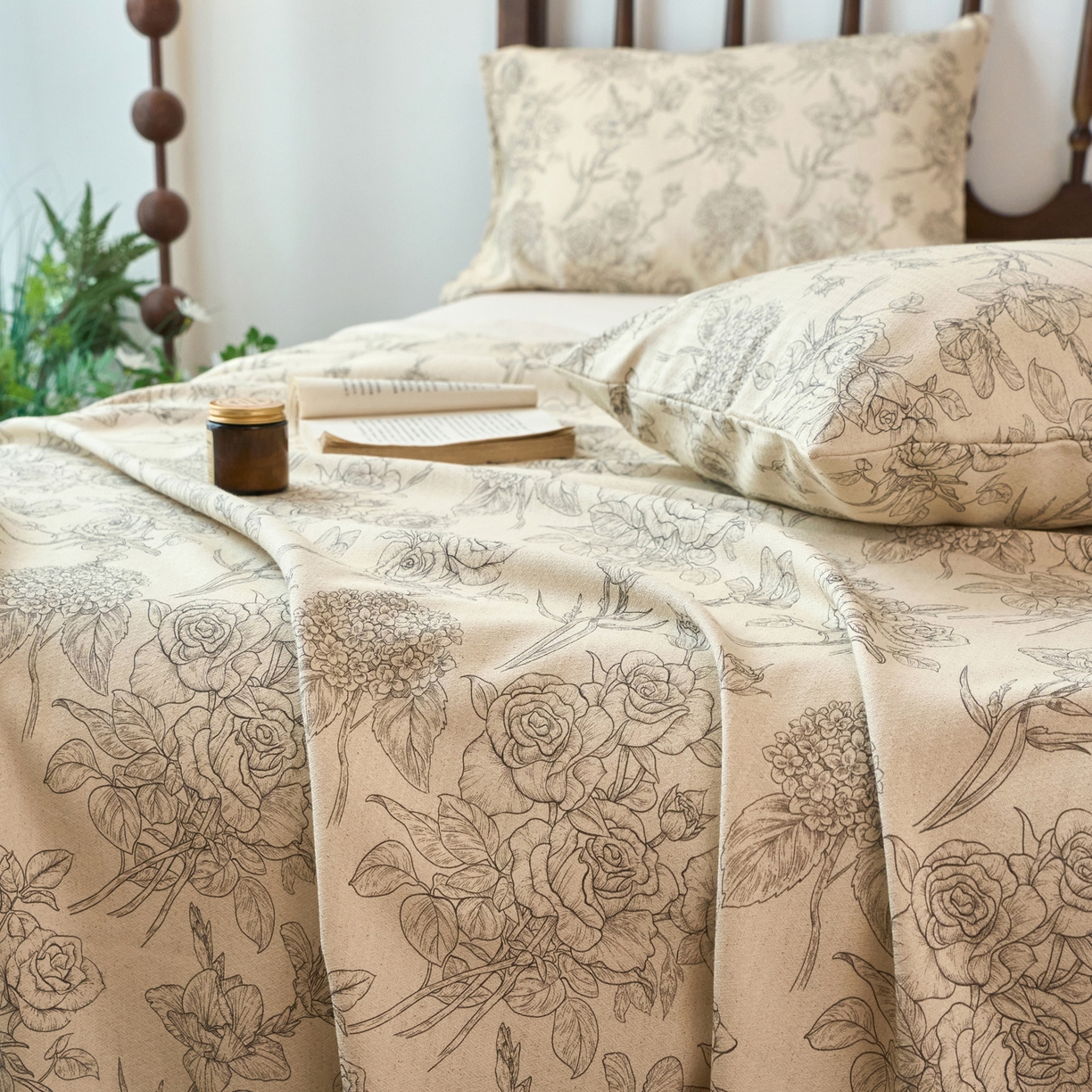 91家纺网 家纺一手货源 找家纺 春皖家纺 2026春夏新款棉麻老粗布系列床单空调软席凉席席子 墨香