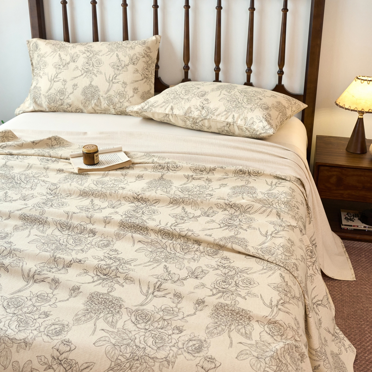 91家纺网 家纺一手货源 找家纺 春皖家纺 2026春夏新款棉麻老粗布系列床单空调软席凉席席子 墨香