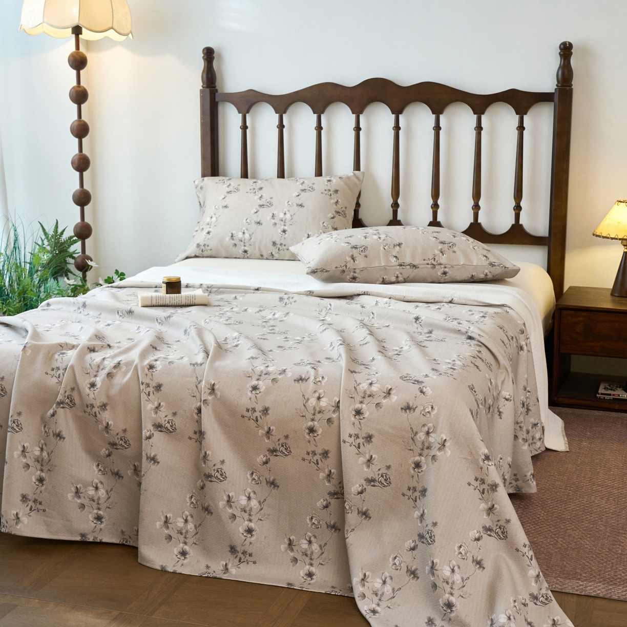 91家纺网 家纺一手货源 找家纺 春皖家纺 2026春夏新款棉麻老粗布系列床单空调软席凉席席子 雾花