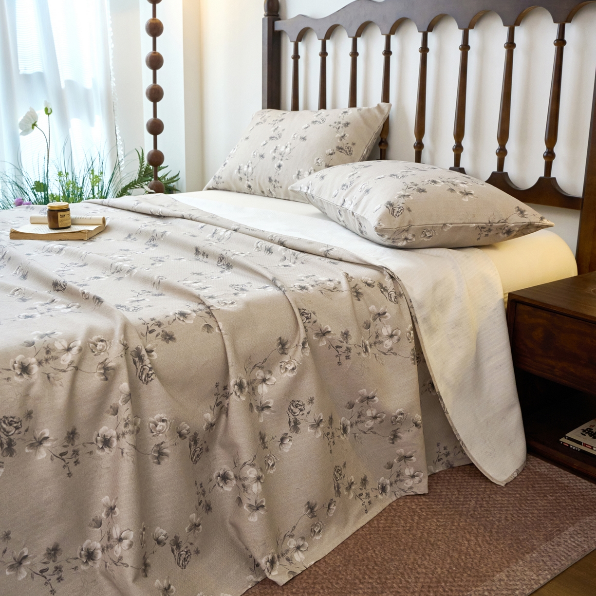 91家纺网 家纺一手货源 找家纺 春皖家纺 2026春夏新款棉麻老粗布系列床单空调软席凉席席子 雾花