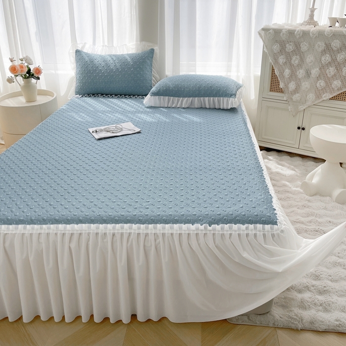 91家纺网 家纺一手货源 找家纺 （总）怡源梦 2026新款高分子凉感床裙款凉席席子凉席-心动