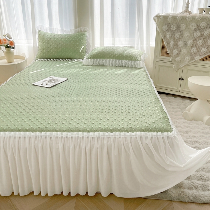 91家纺网 家纺一手货源 找家纺 （总）怡源梦 2026新款高分子凉感床裙款凉席席子凉席-心动