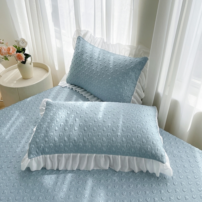 91家纺网 家纺一手货源 找家纺 怡源梦 2026新款高分子凉感床裙款凉席席子凉席-心动 心动-兰色