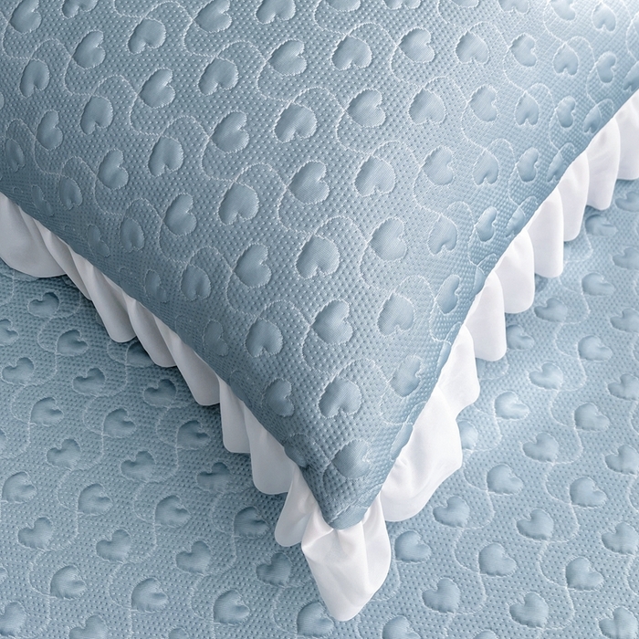 91家纺网 家纺一手货源 找家纺 怡源梦 2026新款高分子凉感床裙款凉席席子凉席-心动 心动-兰色