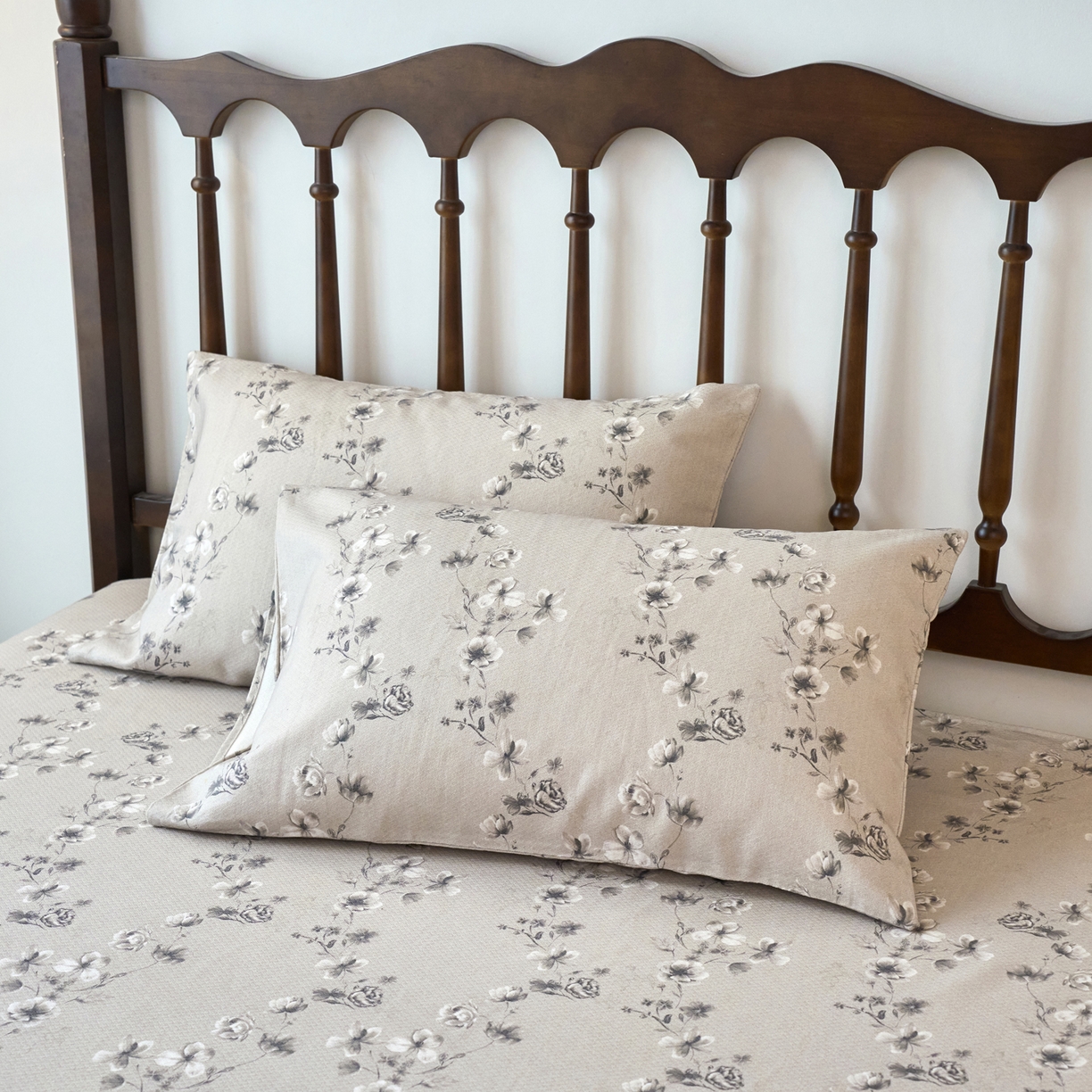 春皖家纺 2026春夏新款棉麻老粗布系列单枕套 枕套单件 雾花