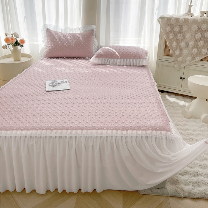怡源梦 2026新款高分子凉感床裙款凉席席子凉席-心动 心动-粉色