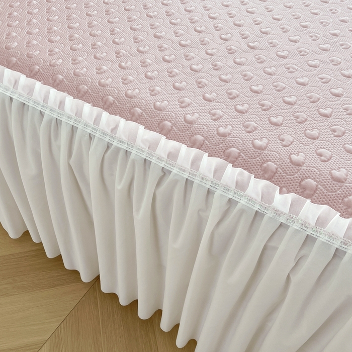 91家纺网 家纺一手货源 找家纺 怡源梦 2026新款高分子凉感床裙款凉席席子凉席-心动 心动-粉色