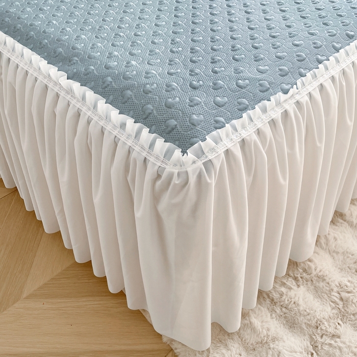 91家纺网 家纺一手货源 找家纺 怡源梦 2026新款高分子凉感床裙款凉席席子凉席-心动 心动-兰色