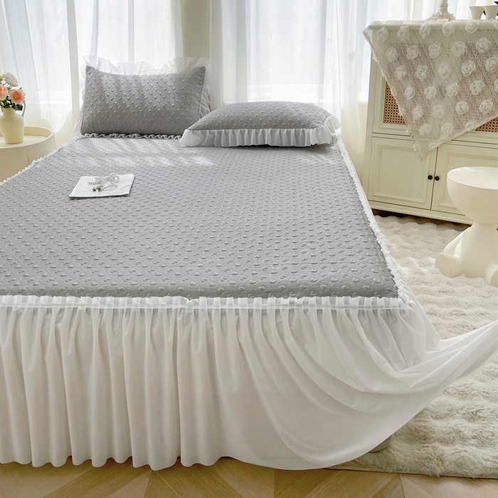 怡源梦 2026新款高分子凉感床裙款凉席席子凉席-心动 心动-灰色