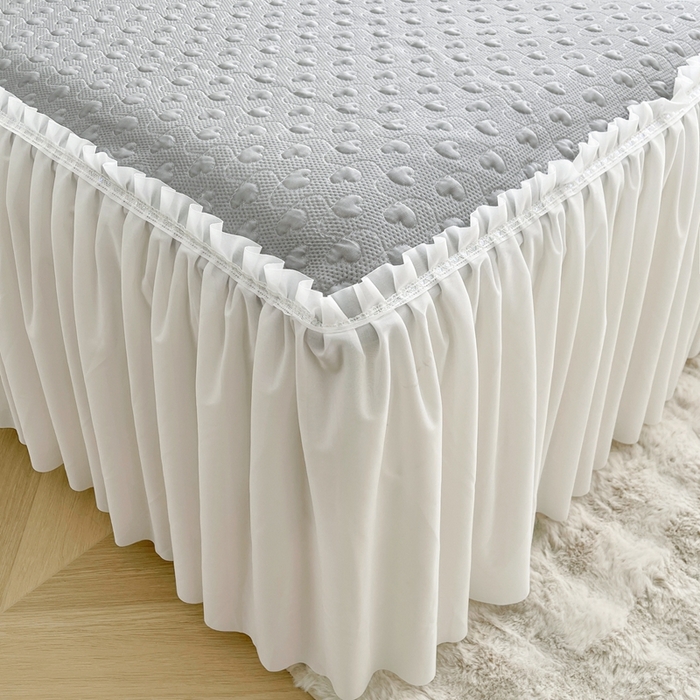 91家纺网 家纺一手货源 找家纺 怡源梦 2026新款高分子凉感床裙款凉席席子凉席-心动 心动-灰色