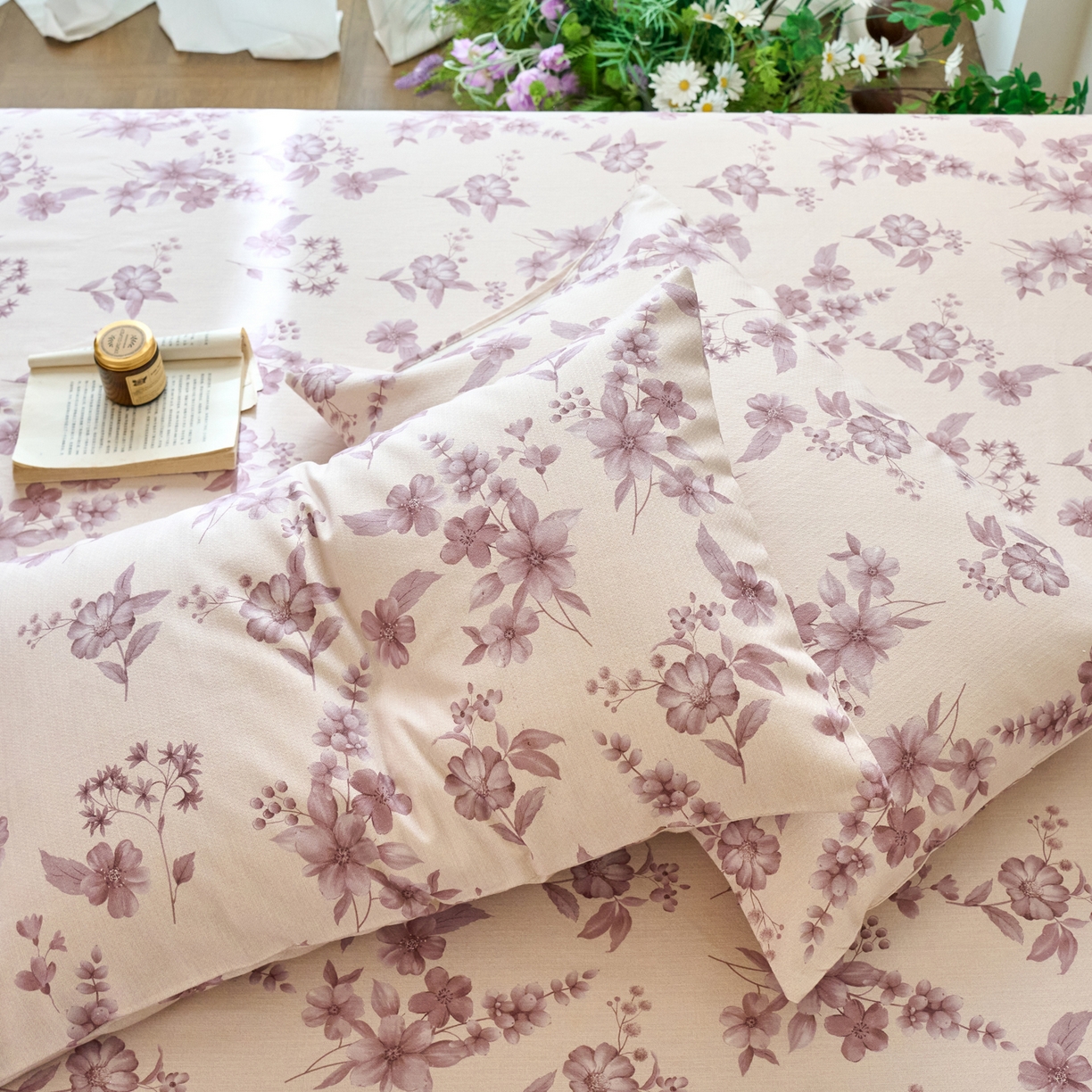 91家纺网 家纺一手货源 找家纺 春皖家纺 2026春夏新款棉麻老粗布系列单枕套 枕套单件 樱落