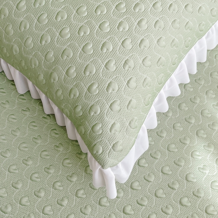 91家纺网 家纺一手货源 找家纺 怡源梦 2026新款高分子凉感床裙款凉席席子凉席-心动 心动-绿色