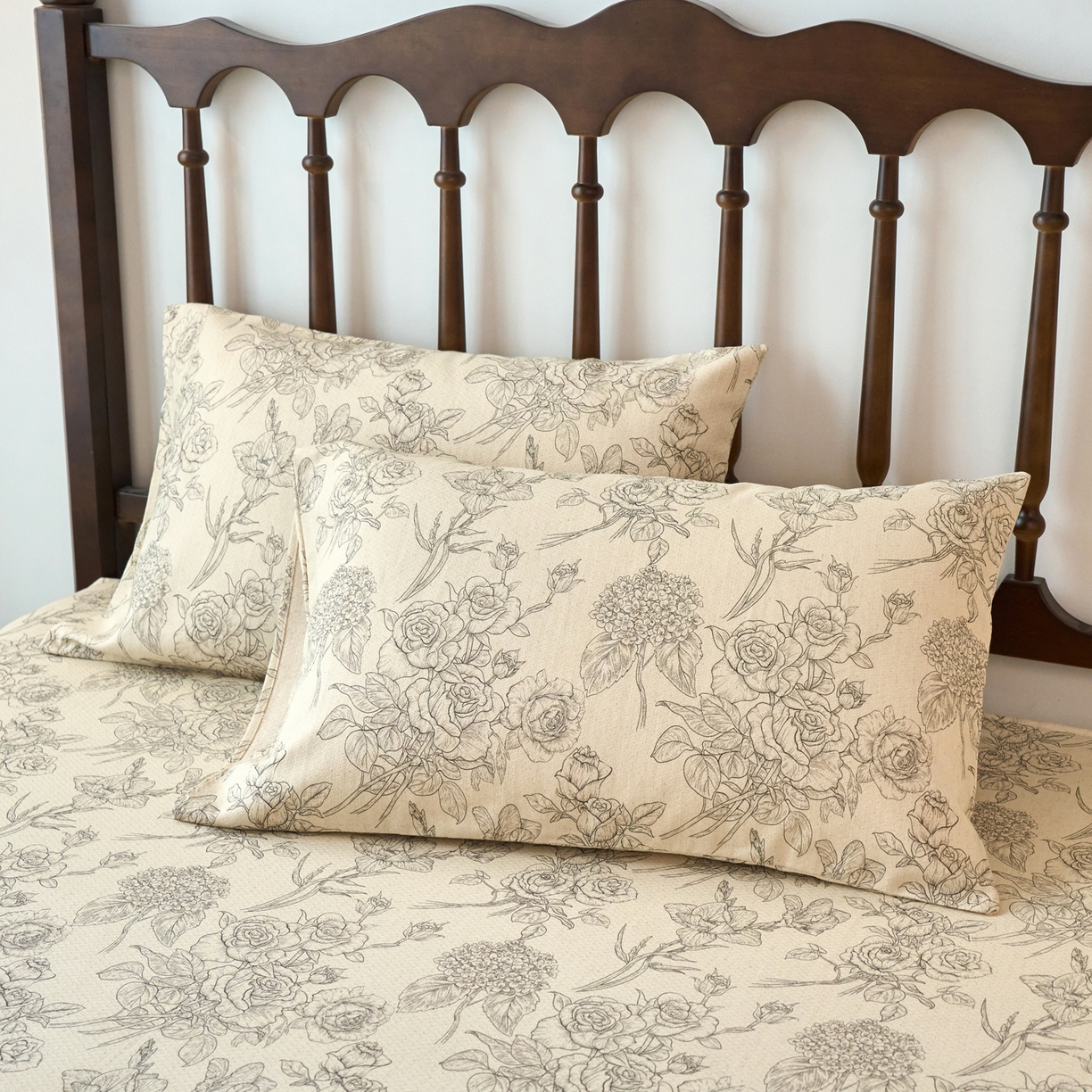 春皖家纺 2026春夏新款棉麻老粗布系列单枕套 枕套单件 墨香